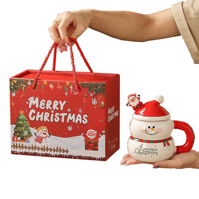 8.5x6.8cm セラミック クリスマスデザイン ミルクコーヒーカップカップ ギフトボックス スノーマンサンタ