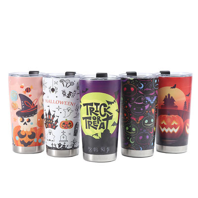 オープンタイプ 3Dプリントビールカップ 304ステンレス真空水カップ 20oz ハロウィーンデザイン