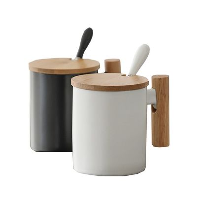 0.5kgサイズで茶好きのための蓋とカスタマイズされたロゴの持続可能セラミックカップ