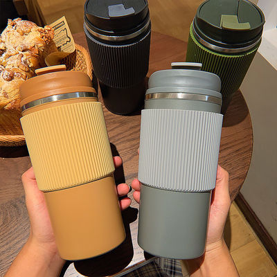 真空型ステンレス鋼 壁が2つある 隔熱コーヒーカップ 持ち運び可能な漏れ防止蓋付き