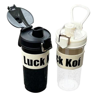 600ML オーダーメイドロゴと再利用可能なプラスチックストローカップ エコフレンドリー水瓶