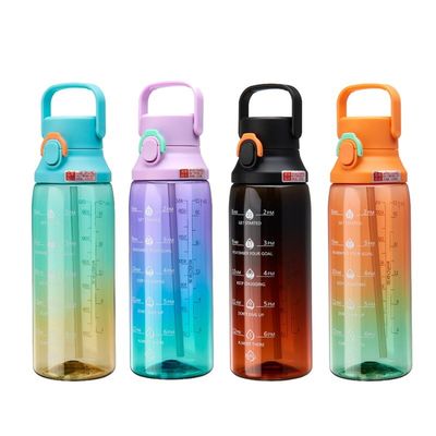 透明 グラデント カラー 鍋 750ml 容量 スナップキャップ スポーツ 水瓶 ハンドル付き