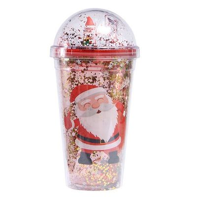 500ml クリスマススタイルのプラスチック水瓶 持続可能な飲み物のための可愛いタンブルデザイン