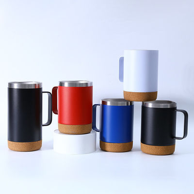スタイリッシュなステンレス鋼 オフィスコーヒーカップ 12oz/16oz コーク底とHANDGRIP