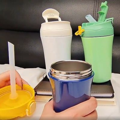 15オンス 掃除用 オフィス用水瓶 壁付き 隔離型 旅行用 カフェカップ シリコン蓋付き