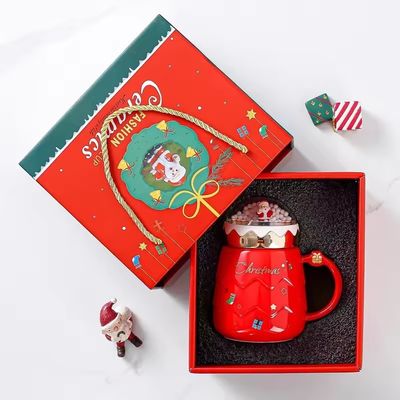 2024年 クリスマスのスノーボール セラミックカップ ギフトセット すべてのアクセサリーと可愛いカップ