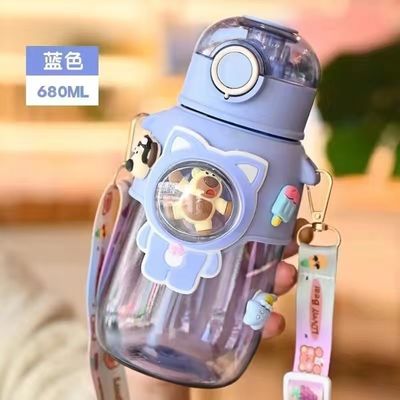 680ml プラスチックの水瓶 ストロー付き バック・トゥ・スクール 紫 カスタムカラー