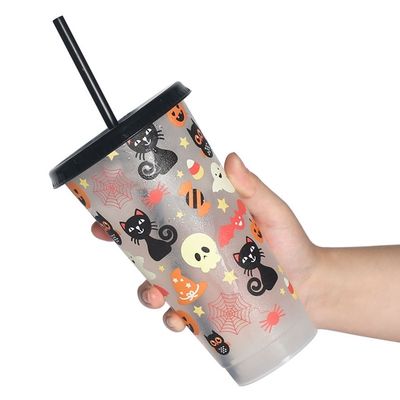プロモーション ギフト 繰り返し使用可能な BPA 無料 カスタムプリント 蓋とストローのプラスチックコーヒーカップ