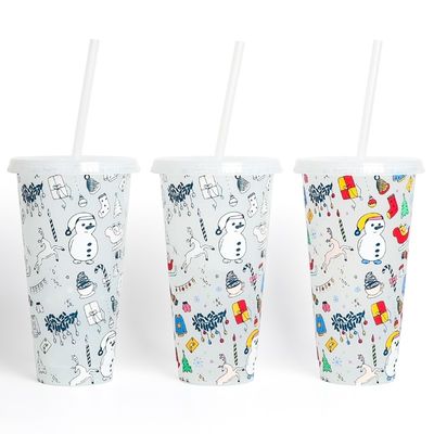 プロモーション ギフト 繰り返し使用可能な BPA 無料 カスタムプリント 蓋とストローのプラスチックコーヒーカップ
