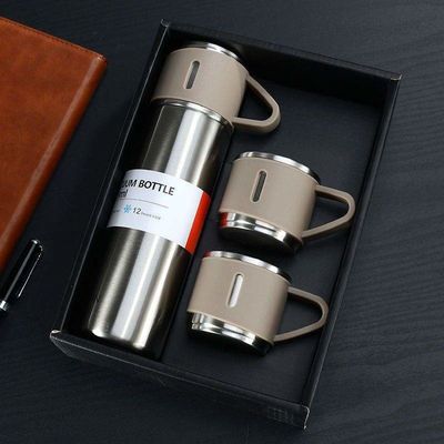 500ml ビジネス ギフト ステンレス スチール 真空 ボトル カフェ トンブル 水瓶 カップ セット