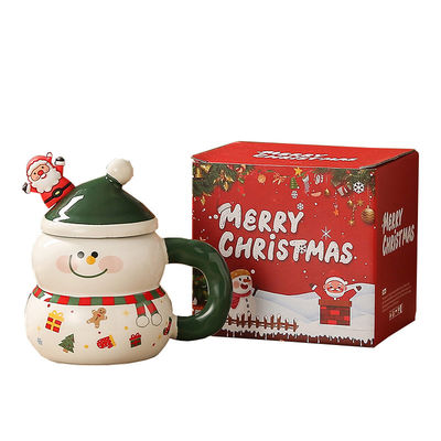 4色 クリスマスプレゼントボックス スノーマン サンタデザイン ミルクコーヒーカップ カップ