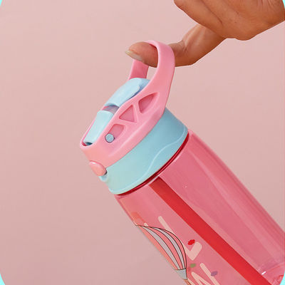 480ml 子供 可愛い ポータブル 防水 ストレート ドリンク ストロー付き プラスチック 水瓶