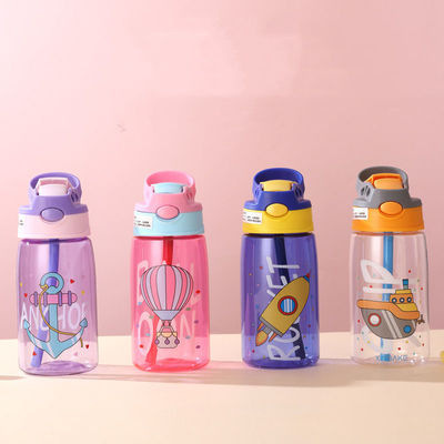 480ml 子供 可愛い ポータブル 防水 ストレート ドリンク ストロー付き プラスチック 水瓶