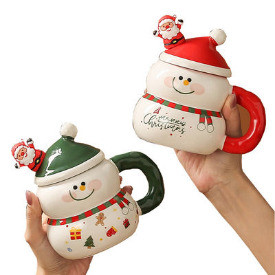 8.5x6.8cm セラミック クリスマスデザイン ミルクコーヒーカップカップ ギフトボックス スノーマンサンタ