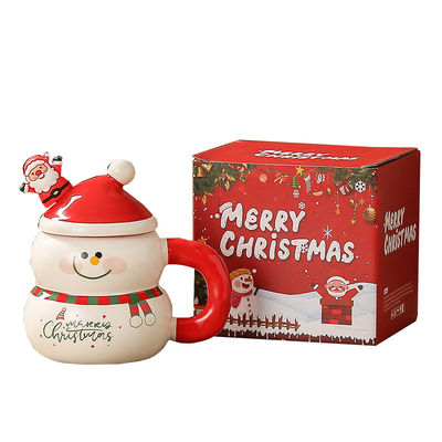 8.5x6.8cm セラミック クリスマスデザイン ミルクコーヒーカップカップ ギフトボックス スノーマンサンタ