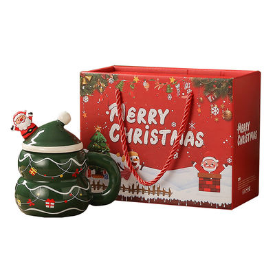 8.5x6.8cm セラミック クリスマスデザイン ミルクコーヒーカップカップ ギフトボックス スノーマンサンタ