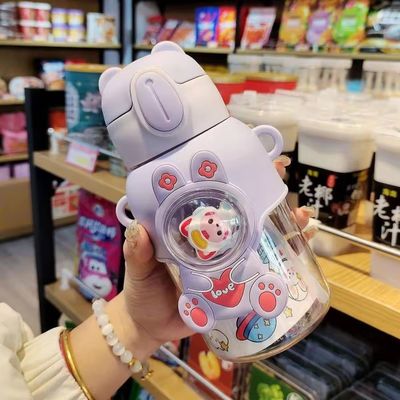素敵なデザインスタイル 2024 学校の女の子と子供のためのピンク色の水瓶とストロー