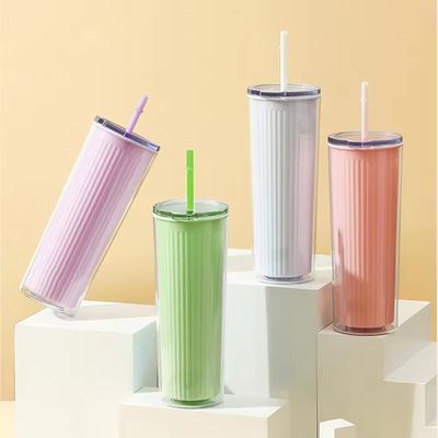 24オンス 環境に優しい カラフルなプラスチック アクリル水瓶 ダブルウォール タンブラーカップ