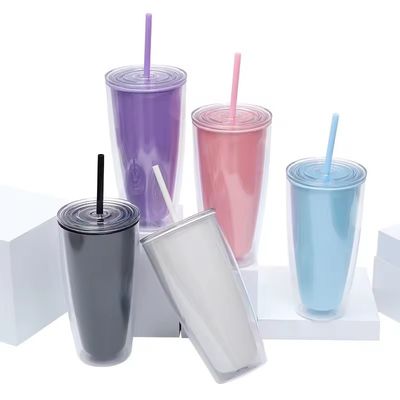 直接飲める 750mlの水瓶 蓋とストローのコーヒーカップ