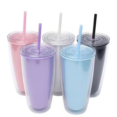 ビッグベリーカップ 24オンス ダブル壁プラスチック水瓶 ストローとカスタマイズされた色