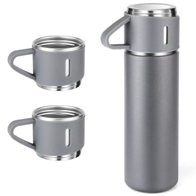 500ml ダブルウォールステンレス鋼 ポータブルボトルセット 2 カフェカップ ビジネス ギフト セット