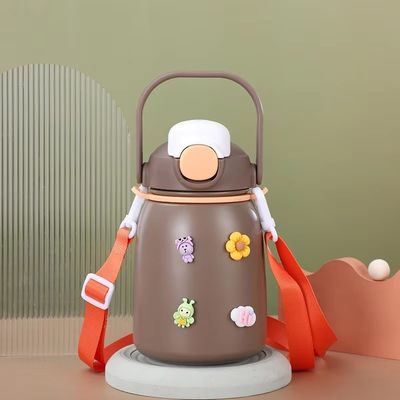 漫画デザイン 800ml ビッグベリーカップ 絶縁式 キッズ 可愛い真空瓶 ストローのサーモス