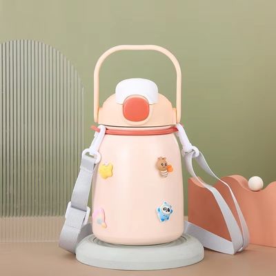 漫画デザイン 800ml ビッグベリーカップ 絶縁式 キッズ 可愛い真空瓶 ストローのサーモス