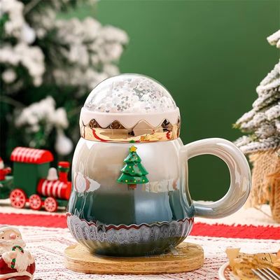 カスタマイズされたロゴの魅力的なグラデント色 クリスマスセラミックギフトボックスカップ