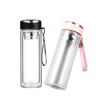 高ボロンシリコンガラス2壁コーヒーカップ 320ml ティーインフューザーとPP蓋
