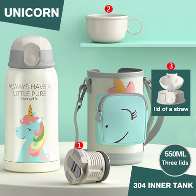 ポータブル 550ml ステンレスステール サーモス カップスリーブ ストロー カートンデザイン