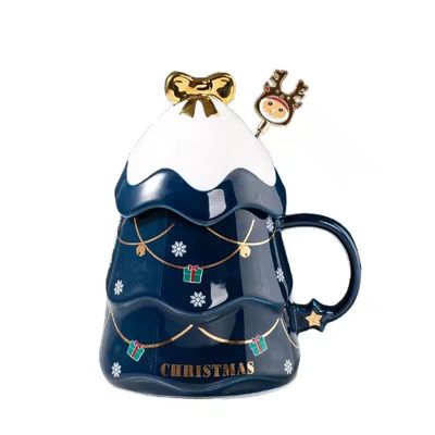 400ml 500ml セラミックコーヒーカップ オフィスティーカップセット 蓋とスプーン クリスマスプレゼント