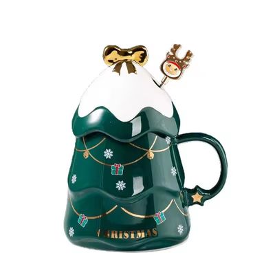 400ml 500ml セラミックコーヒーカップ オフィスティーカップセット 蓋とスプーン クリスマスプレゼント