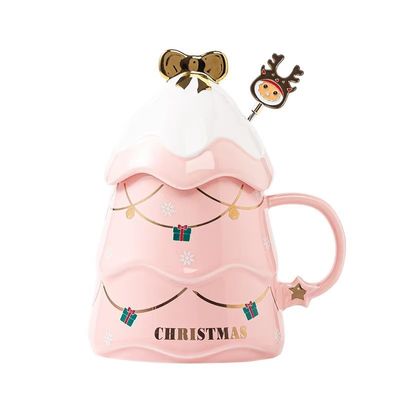 400ml 500ml セラミックコーヒーカップ オフィスティーカップセット 蓋とスプーン クリスマスプレゼント