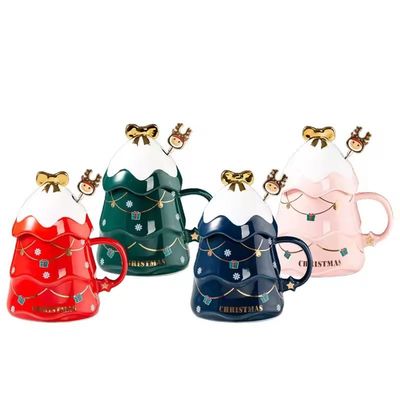 400ml 500ml セラミックコーヒーカップ オフィスティーカップセット 蓋とスプーン クリスマスプレゼント