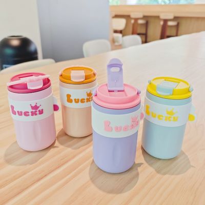 420ml ポータブル クリエイティブ 可愛いストレートドリンク 304 蓋付きステンレスステール水瓶