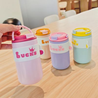 420ml ポータブル クリエイティブ 可愛いストレートドリンク 304 蓋付きステンレスステール水瓶