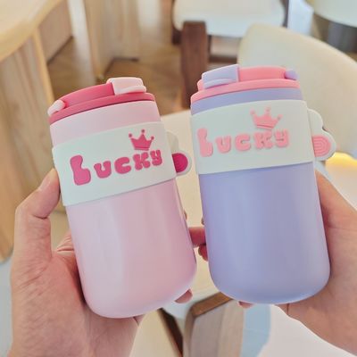 420ml ポータブル クリエイティブ 可愛いストレートドリンク 304 蓋付きステンレスステール水瓶