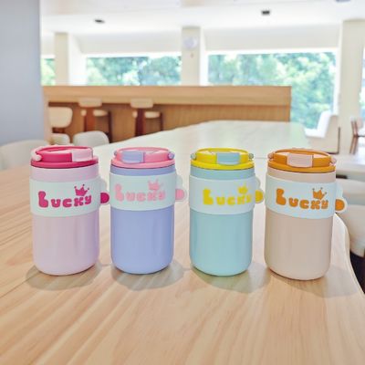 420ml ポータブル クリエイティブ 可愛いストレートドリンク 304 蓋付きステンレスステール水瓶