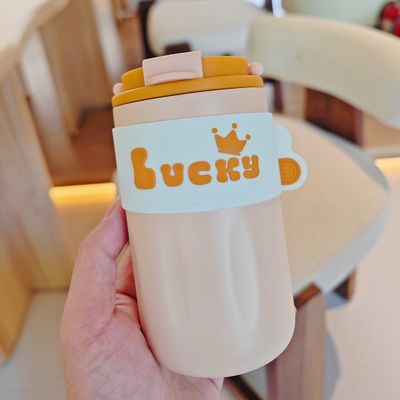 420ml ポータブル クリエイティブ 可愛いストレートドリンク 304 蓋付きステンレスステール水瓶