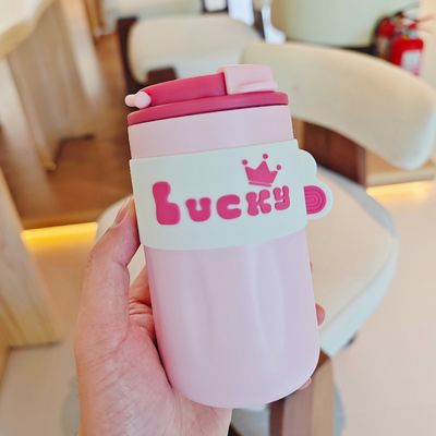 420ml ポータブル クリエイティブ 可愛いストレートドリンク 304 蓋付きステンレスステール水瓶