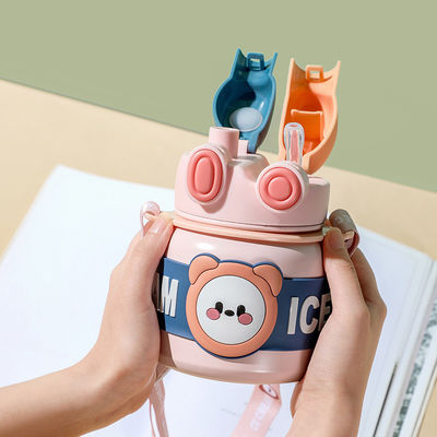 カスタムロゴ 受け入れ 可愛いデザイン ポータブル 850ml ダブルドリンクカップ 子供のためのサーモス