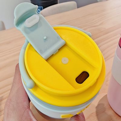 304 ステンレス スチール 水瓶 蓋付き 420ml ポータブル クリエイティブ かわいい ストレート ドリンク
