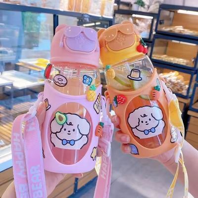 大容量 ポータブル ストロー 飲み水 ボトル 屋外スポーツ用 カップ 多色