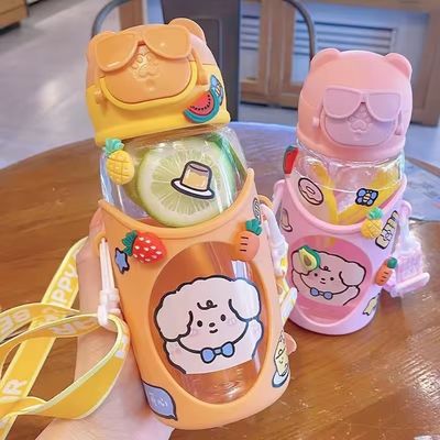 大容量 ポータブル ストロー 飲み水 ボトル 屋外スポーツ用 カップ 多色