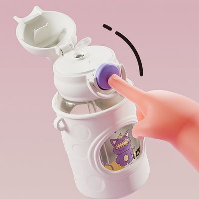 子供の学校用水瓶 カートンデザインのストラップと保温性能