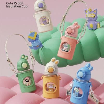 子供の学校用水瓶 カートンデザインのストラップと保温性能