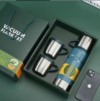 ライトグレービジネス カスタムギフトセット 680ml 隔熱水瓶 壁2本 304ステンレスステール サーモス 掃除用瓶 2杯