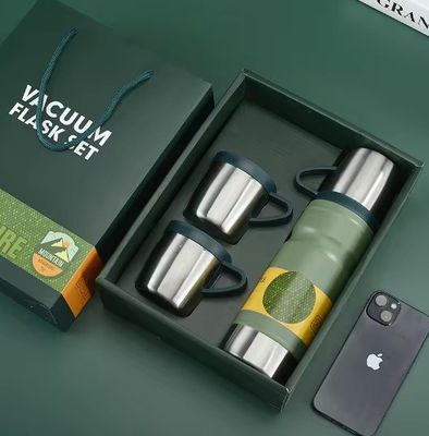 ライトグレービジネス カスタムギフトセット 680ml 隔熱水瓶 壁2本 304ステンレスステール サーモス 掃除用瓶 2杯