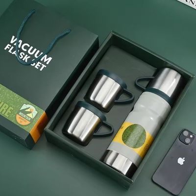 ライトグレービジネス カスタムギフトセット 680ml 隔熱水瓶 壁2本 304ステンレスステール サーモス 掃除用瓶 2杯