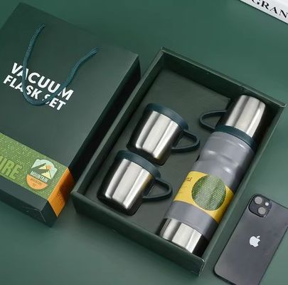ライトグレービジネス カスタムギフトセット 680ml 隔熱水瓶 壁2本 304ステンレスステール サーモス 掃除用瓶 2杯